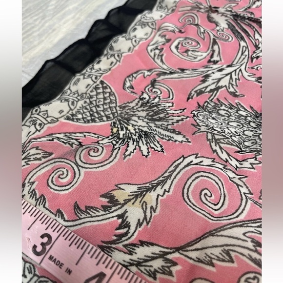 VINTAGE BABE CREATION Woman's Neck Scarf Head Wrap Pink Black cherubs angels - Picture 8 of 11